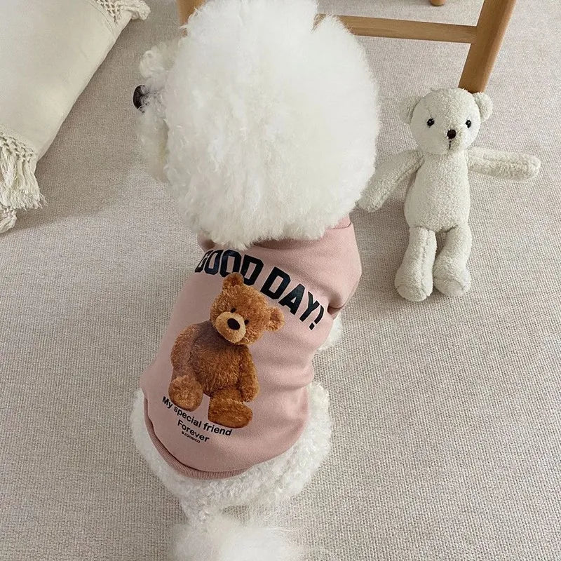 Cute Bear Dog Clothes Winter Pet Clothes Warm Dog Pullover Hoodie Clothes For Small Dogs Chihuahua Cartoon Puppy Cat Clothing