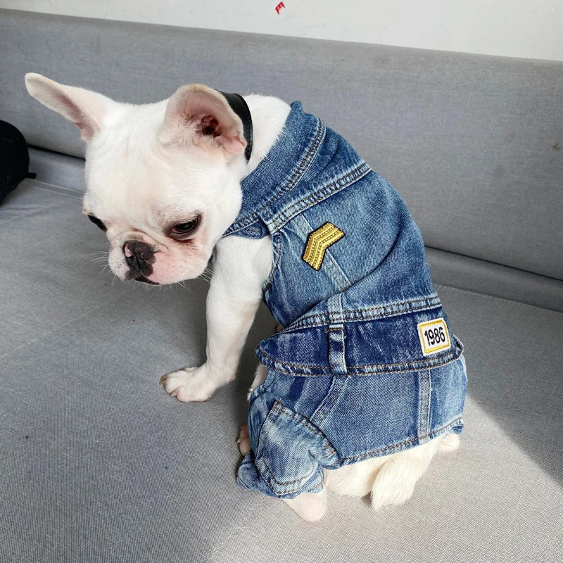 Vintage Denim Jeans Pet Overalls Dogs Jumpsuits Spring Lovely Cowboy Dog Four Legs Clothes Teddy Small Dog Coat Apparel XS-XXL