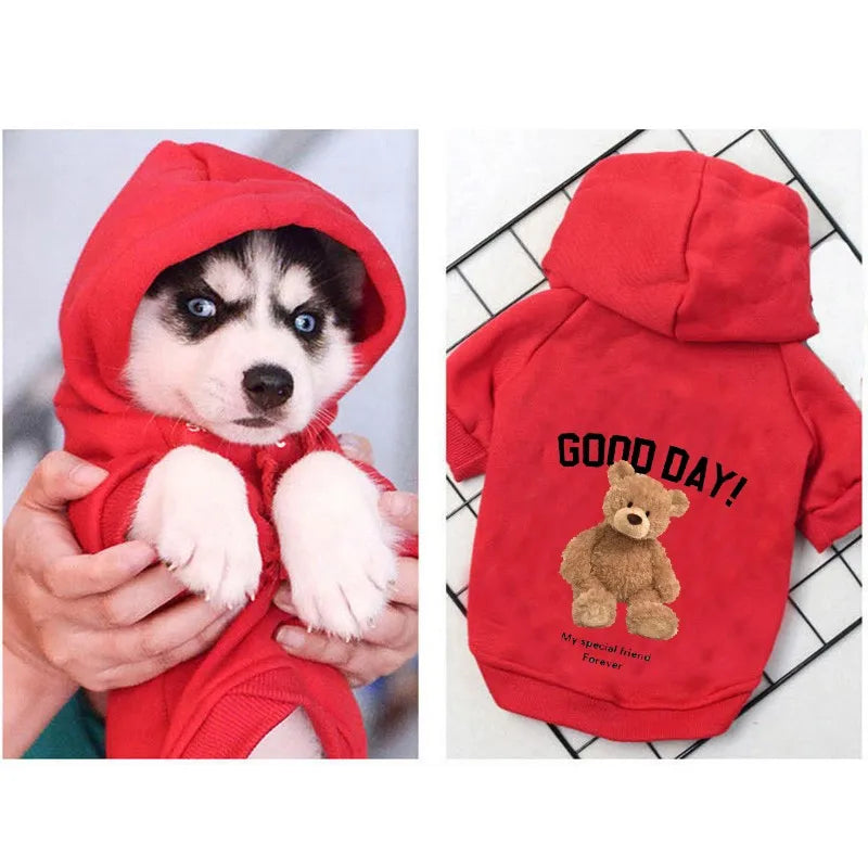 Cute Bear Dog Clothes Winter Pet Clothes Warm Dog Pullover Hoodie Clothes For Small Dogs Chihuahua Cartoon Puppy Cat Clothing