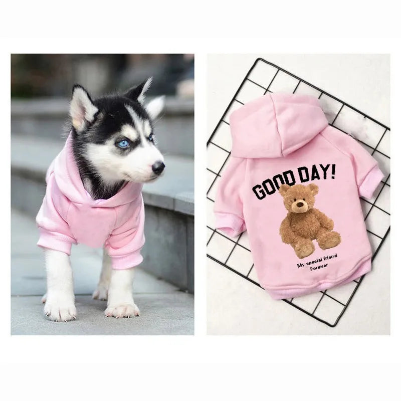 Cute Bear Dog Clothes Winter Pet Clothes Warm Dog Pullover Hoodie Clothes For Small Dogs Chihuahua Cartoon Puppy Cat Clothing