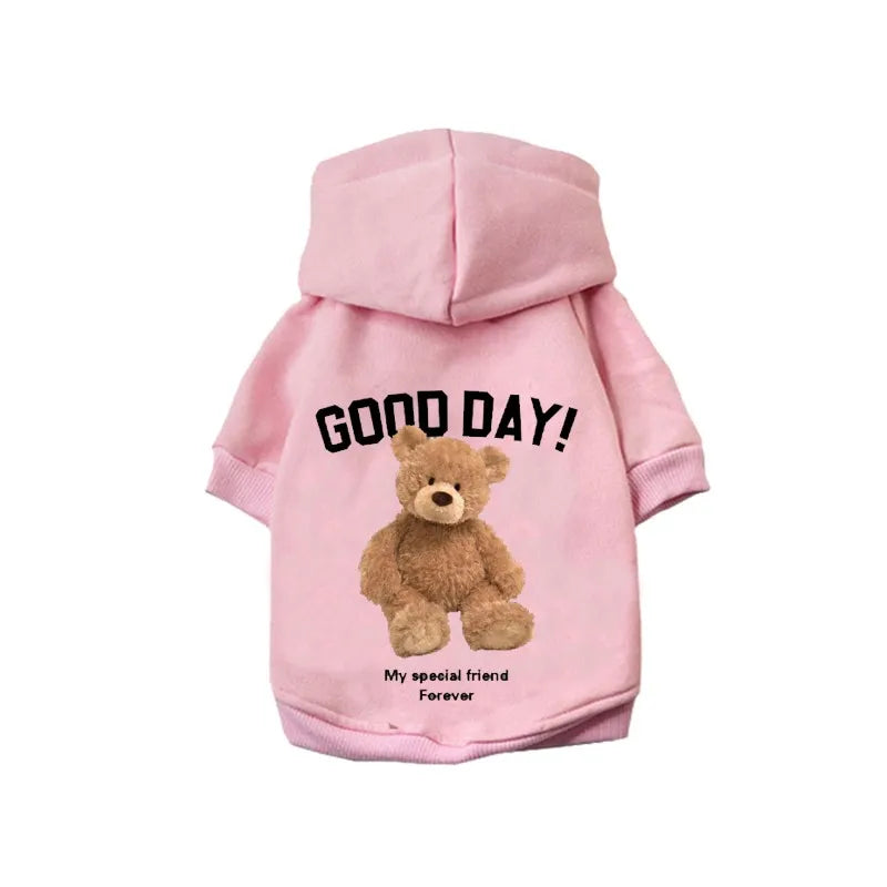 Cute Bear Dog Clothes Winter Pet Clothes Warm Dog Pullover Hoodie Clothes For Small Dogs Chihuahua Cartoon Puppy Cat Clothing