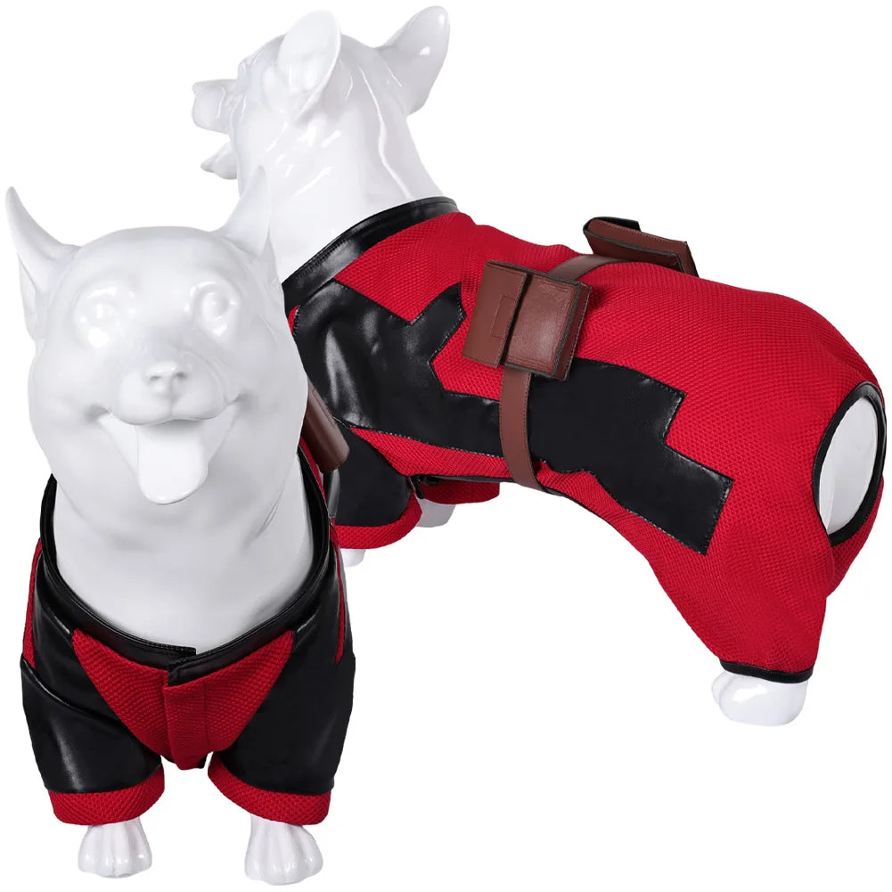 Pet Dogpool Costume Dead Cosplay Pool Dog Clothes Disguise for Small Large Dog Petsuit Belt Outfits Halloween Carnival Suit