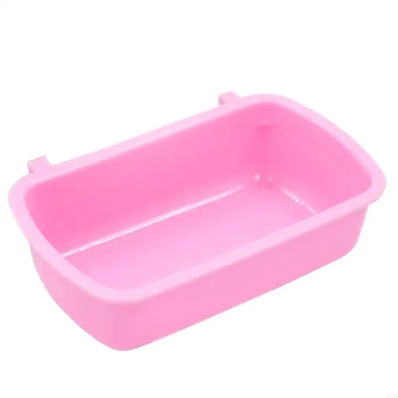 Q5WD Plastic Cage Hook Cup Bowl Rectangle Plastic for Bird Hamster Parrot Dogs