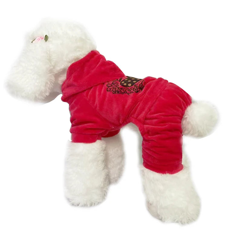 Soft Velvet Dog Jumpsuit Winter Dog Clothes Small Puppy Coat Pet Outfits Warm Dog Hoodies Clothing For Yorkie