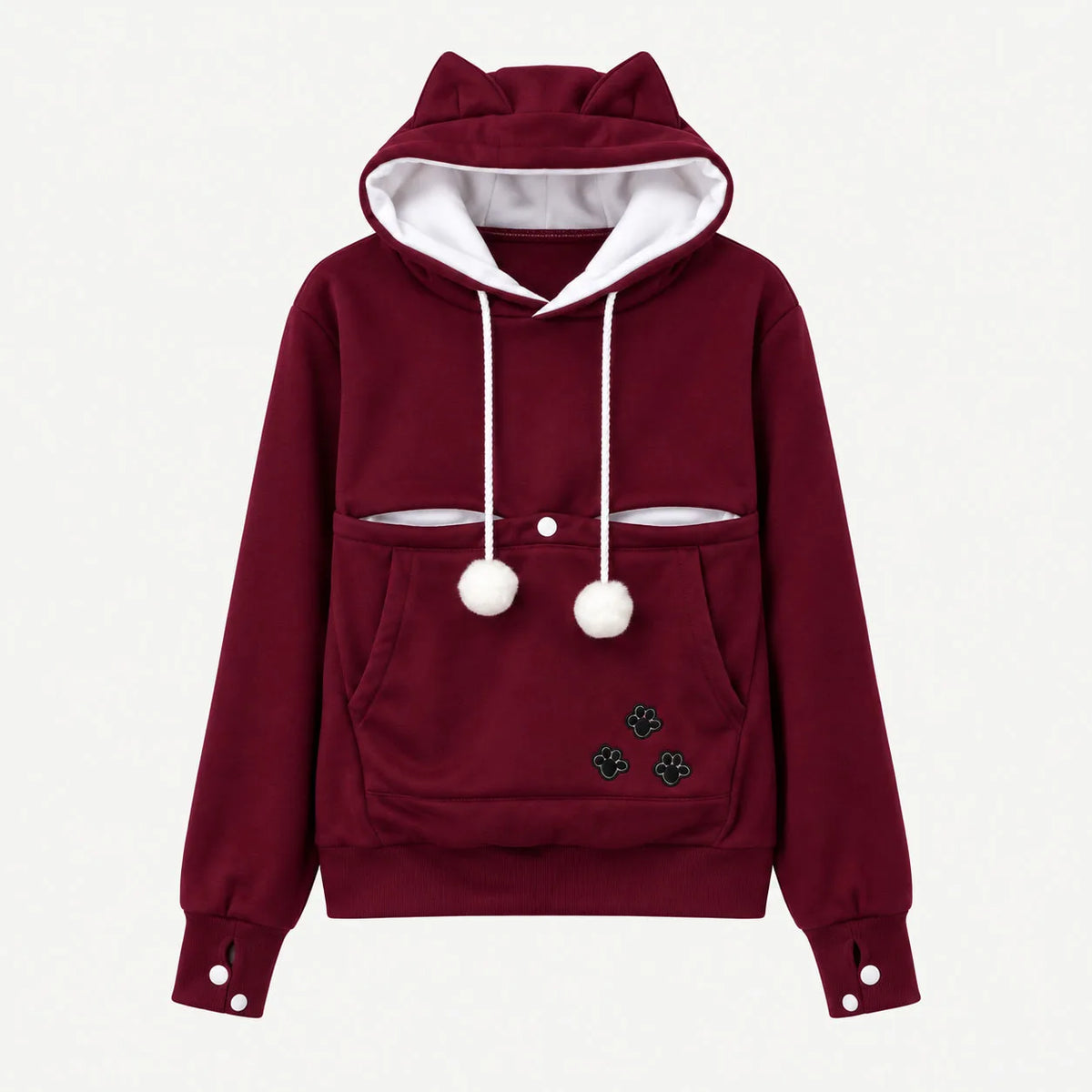 Women Fleece Hoodie Large Pet Pocket Cat Carrier Sweatshirt Winter Warm Oversized Soft Pullover Cozy Casual Top for Cat Lovers
