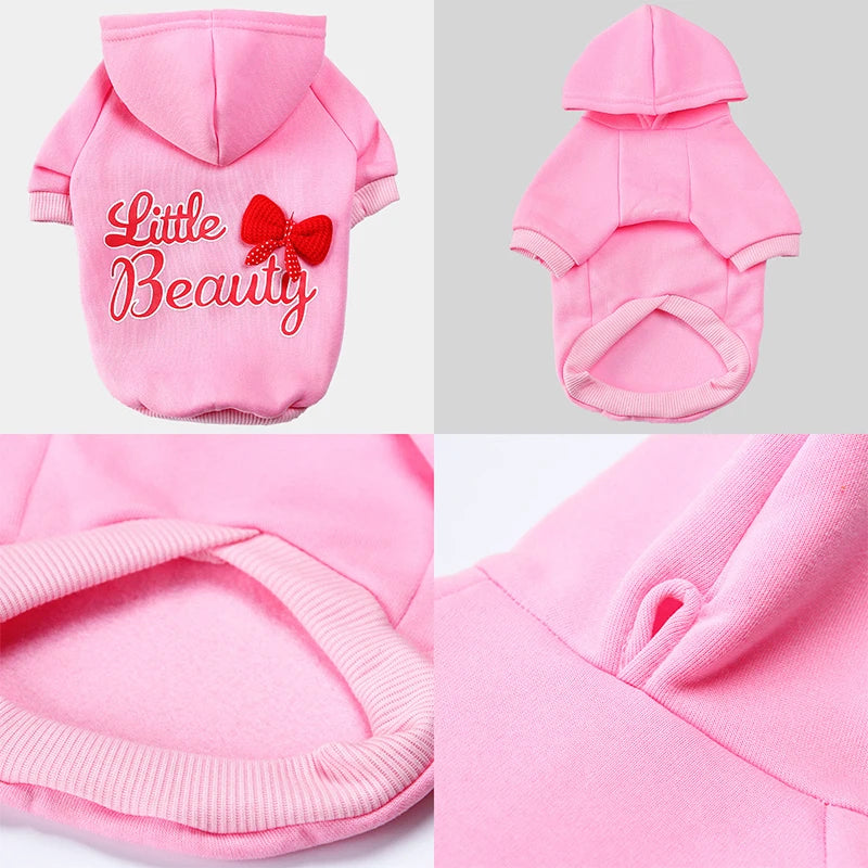 Letter Printed Dog Hoodies for Small Medium Dogs Warm Cotton Pet Clothes for Chihuahua Yorkie Bulldog Sweatshirt Hooded Pullover