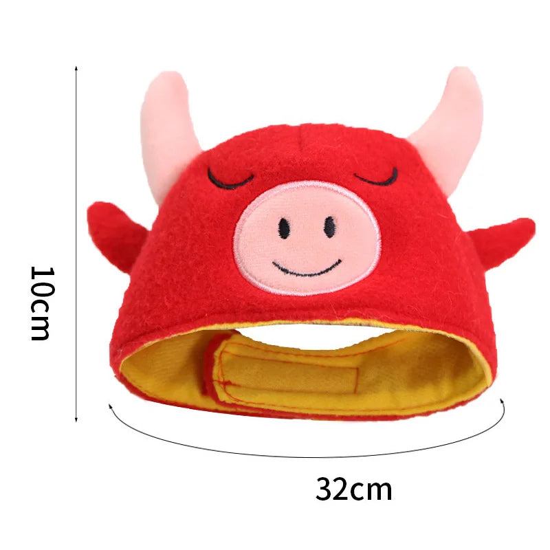 Lion Cattle Pattern Dog Costume Hat for Cat New Year Party Birthday Costume Pet Dogs Products Keep Warm Winter Puppy Accessories