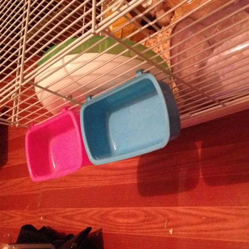 Q5WD Plastic Cage Hook Cup Bowl Rectangle Plastic for Bird Hamster Parrot Dogs