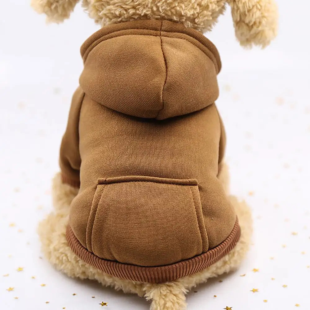 Dog Hoodies Autumn Winter Two-legged Puppy Clothes Solid Color Pocket Cat Dog Hooded Sweatshirt Soft Comfortable Pet Hoodies
