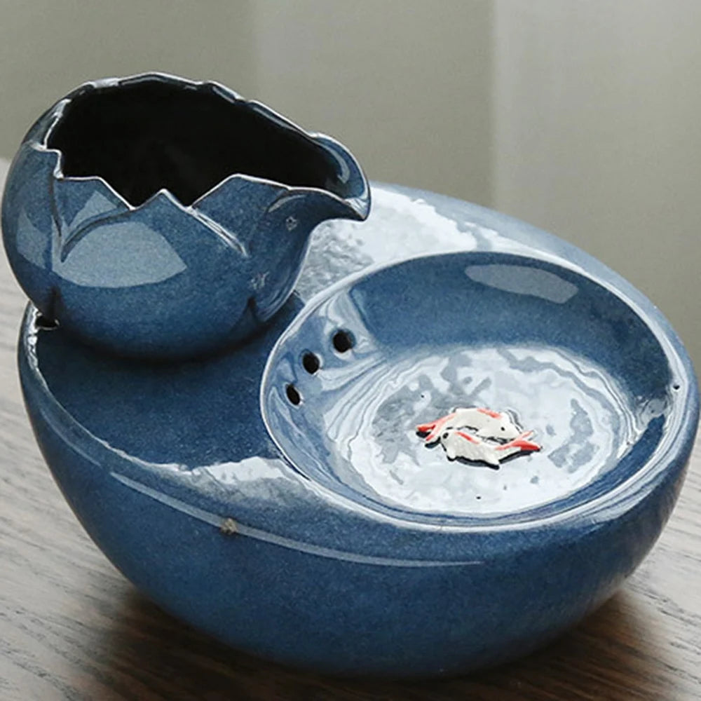 Cats Dogs Electric Ceramic Vintage Rabbit Round Basin Drinking Fountain Automatic Circulating Bowl Feeding