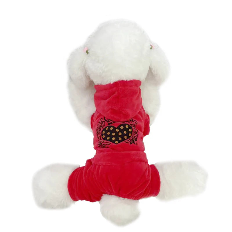 Soft Velvet Dog Jumpsuit Winter Dog Clothes Small Puppy Coat Pet Outfits Warm Dog Hoodies Clothing For Yorkie