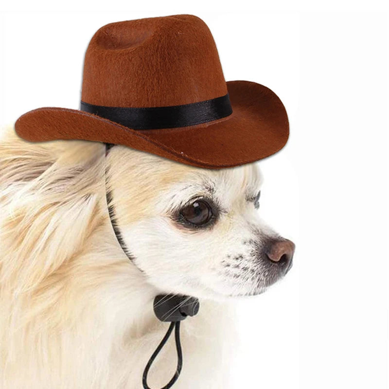 Pet Dog Cowboy Hat Headgear Cat Funny Headwear Outdoor Adjustable Dog Caps Performance Photo Props Cosplay Accessories