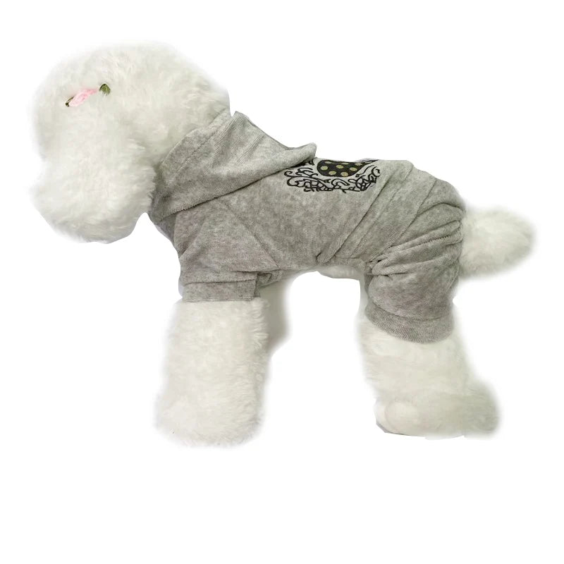 Soft Velvet Dog Jumpsuit Winter Dog Clothes Small Puppy Coat Pet Outfits Warm Dog Hoodies Clothing For Yorkie