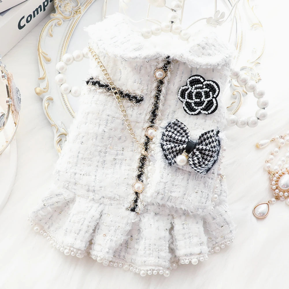 Pet Clothes Dog Clothes Princess Dress Cat Sweet Warm Skirt Small Dog Bowknot Sweater Puppy Fashion Coat Chihuahua Yorkshire