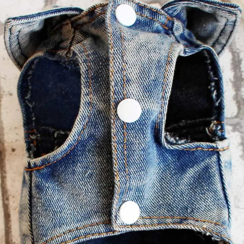 Vintage Denim Jeans Pet Overalls Dogs Jumpsuits Spring Lovely Cowboy Dog Four Legs Clothes Teddy Small Dog Coat Apparel XS-XXL