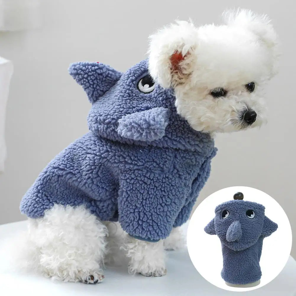 Fleece Dog Hoodie, Shark Sweatshirt, 2-Feet with Hat, Pet Clothes, Dogs Costumes, Dog Supplies, Winter