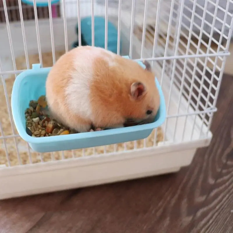 Q5WD Plastic Cage Hook Cup Bowl Rectangle Plastic for Bird Hamster Parrot Dogs