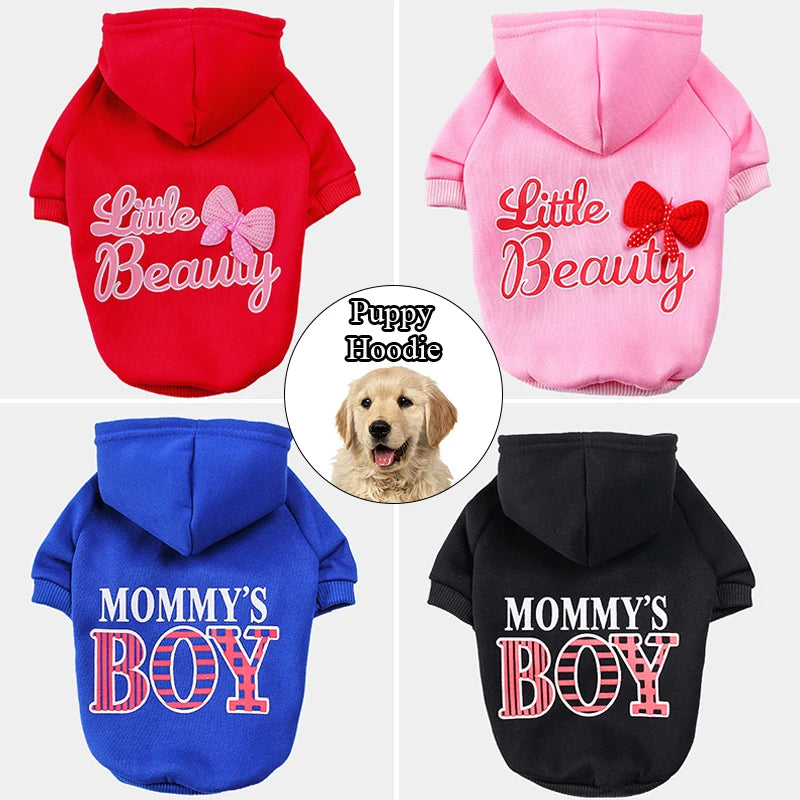 Letter Printed Dog Hoodies for Small Medium Dogs Warm Cotton Pet Clothes for Chihuahua Yorkie Bulldog Sweatshirt Hooded Pullover