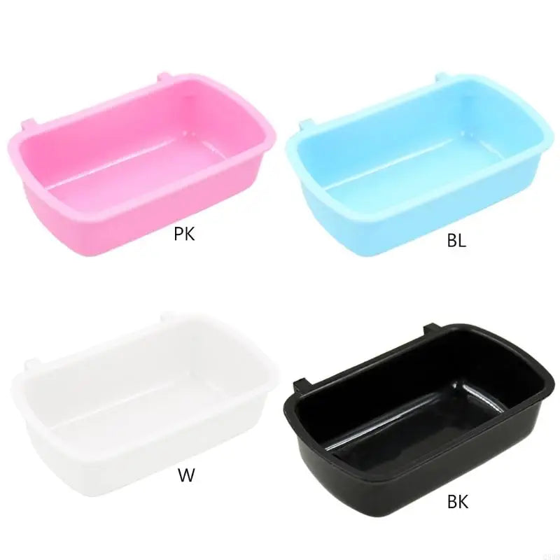 Q5WD Plastic Cage Hook Cup Bowl Rectangle Plastic for Bird Hamster Parrot Dogs