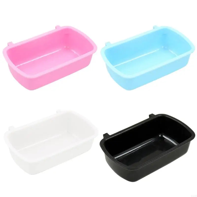 Q5WD Plastic Cage Hook Cup Bowl Rectangle Plastic for Bird Hamster Parrot Dogs
