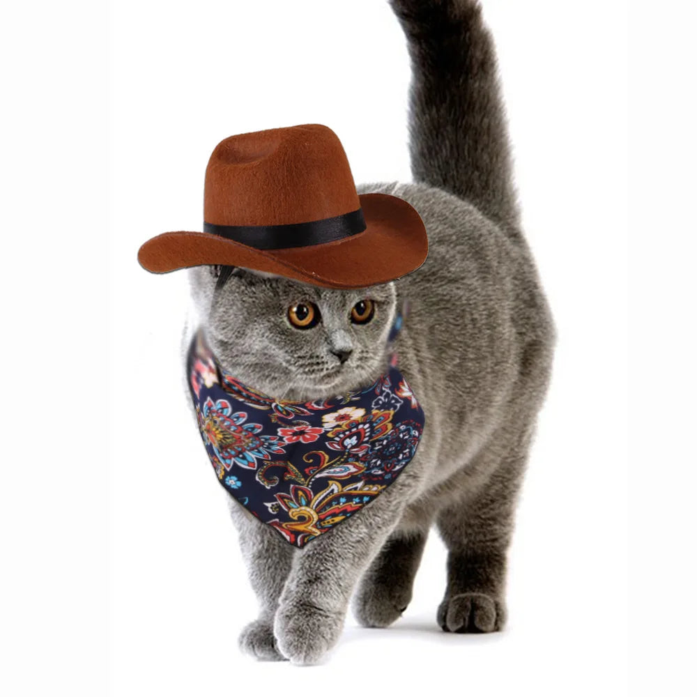 Pet Dog Cowboy Hat Headgear Cat Funny Headwear Outdoor Adjustable Dog Caps Performance Photo Props Cosplay Accessories