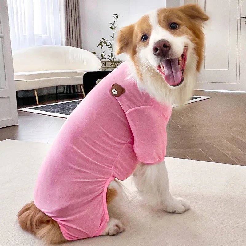 Bear Pajamas Summer Mesh Small Large Dog Clothes Jumpsuit Pink Blue Purple Yellow Pet Onesie For Small Big Dogs Labrador XS-4XL