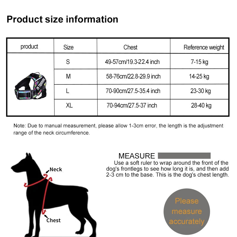 KOMMILIFE Nylon Adjustable Dog Harness Personalized Pet K9 Harness For Dogs Reflective Breathable Pet Dog Harness No Pull