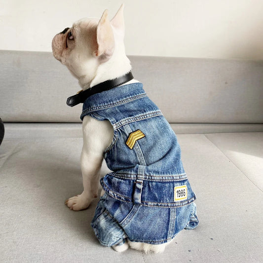 Vintage Denim Jeans Pet Overalls Dogs Jumpsuits Spring Lovely Cowboy Dog Four Legs Clothes Teddy Small Dog Coat Apparel XS-XXL
