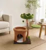 Luxury Natural Wood Christmas Cat Tree with Observation Tower Plush Climber Tunnel & Hanging Ball for Indoor Cats