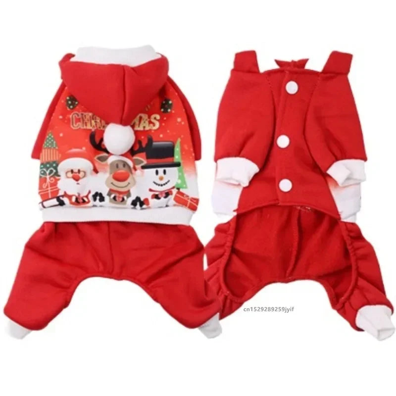 Christmas Dog Hoodies Costume Autumn Winter Warm Coat for Small Medium Dogs Jacket Puppy French Bulldog Pet Clothes