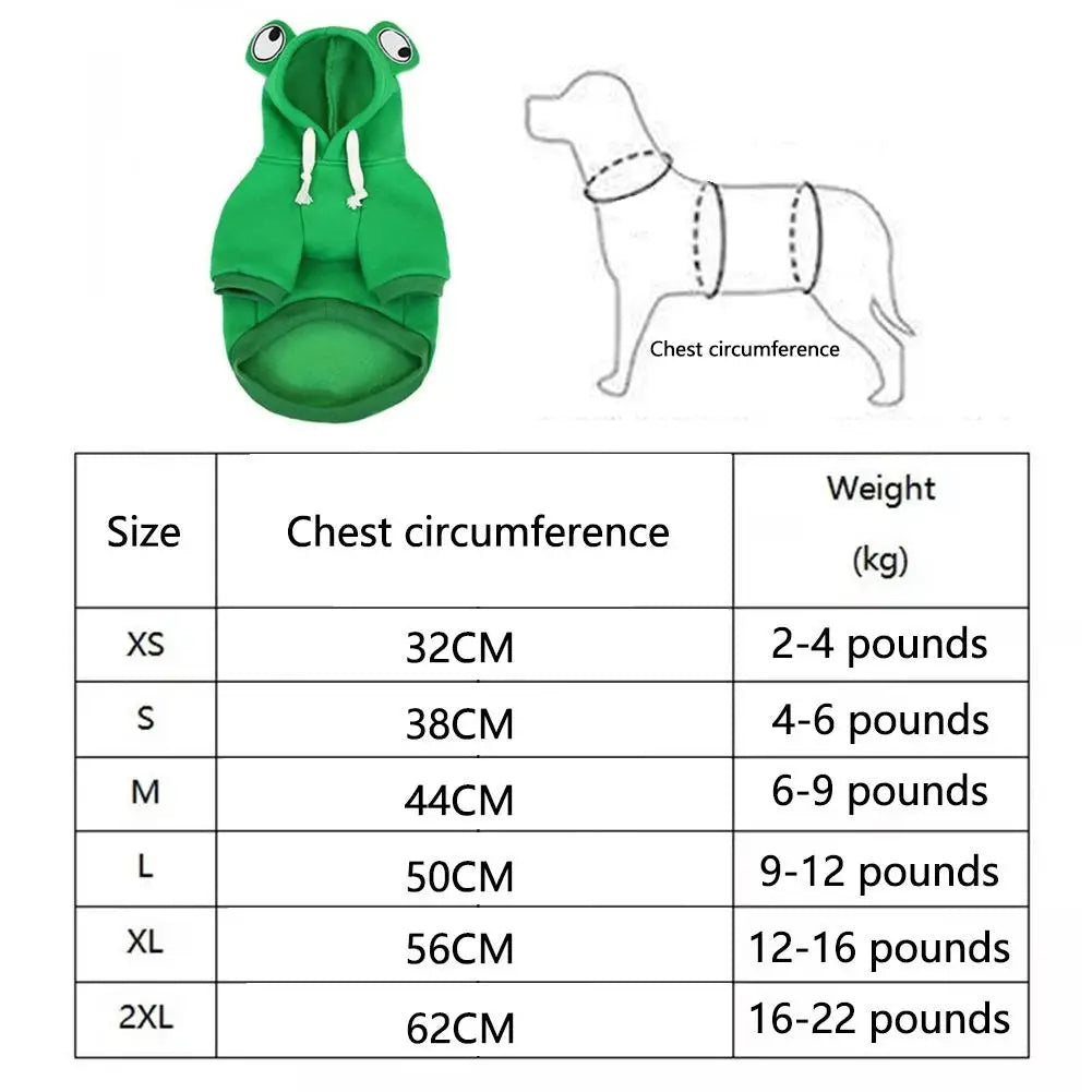 Cute Frog Pet Hoodie Dogs Clothes Christmas Warm Jumpsuits Winter Fleece Pet Overalls for Small Medium Dogs Cats Chihuahua