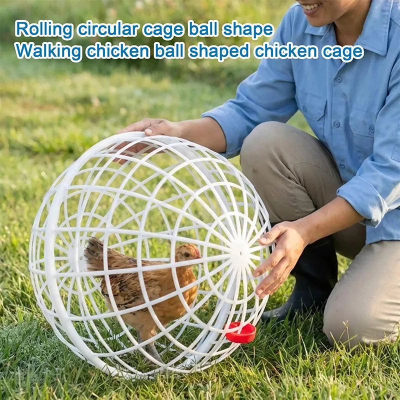 Chicken Balls Cage Outdoor Walkable Rolling Cage Portable Ventilated Chicken Ball Cage Chicken Tunnels for Outside Backyard Farm