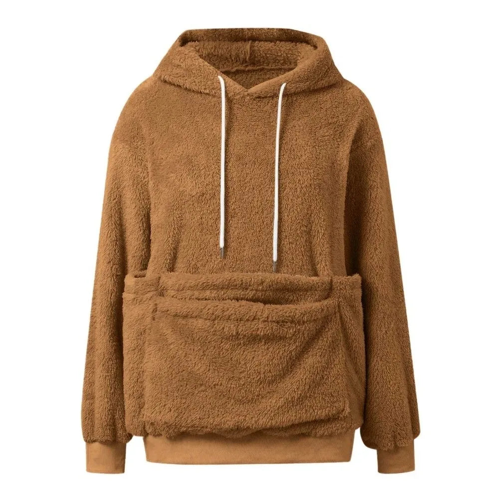 Solid Color Women Pet Carrier Hoodie Hooded Double Pocket Hoodie Soft Comfortable Loose Fit Hooded Sweatshirt Dog Walker