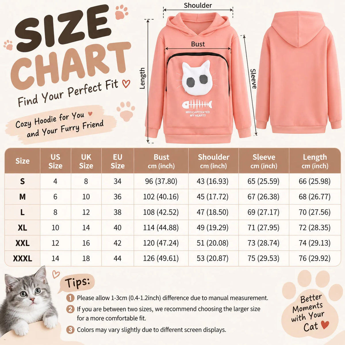 Cat Pouch Hoodie Women Winter Fleece Sweatshirt Large Pet Carrier Pocket Oversized Warm Soft Pullover Christmas Gift Cat