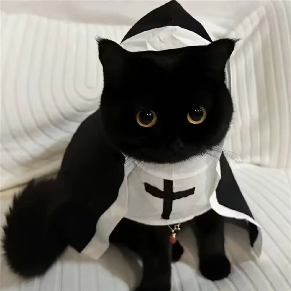 Christmas Pet Dog Cat Cosplay Costume Breathable Pet Accessories Puppy Kitten Nun Clothes Dress Up Halloween Jumpsuit Coat