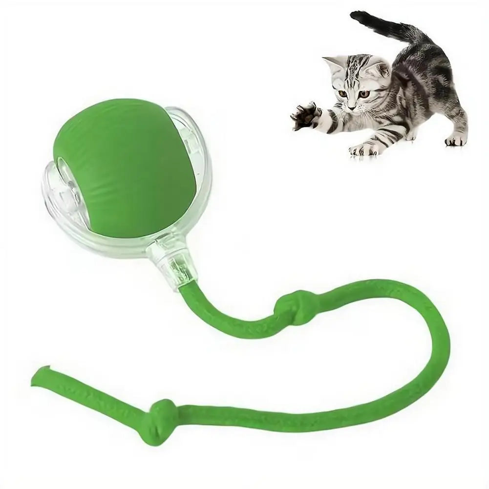 Smart Cat Toys Automatic Rolling Ball With Tail Rope Rechargeable Electric Pet Interactive Toy Cat Training