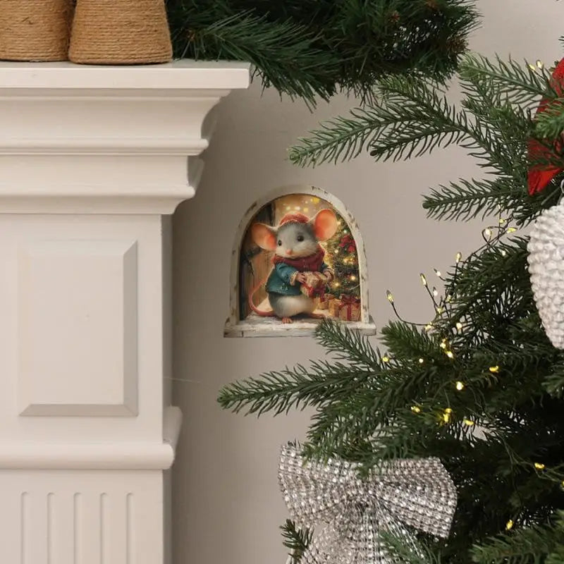 Cute Christmas Small Mouse Hole Wall Stickers Xmas Decoration For Home Noel Navidad Merry Christmas New Year Accessories