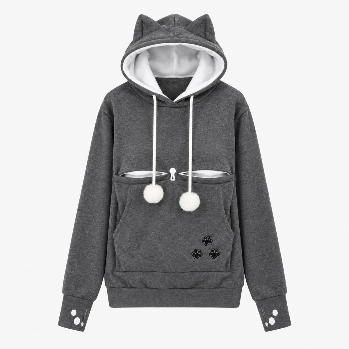 Women Fleece Hoodie Large Pet Pocket Cat Carrier Sweatshirt Winter Warm Oversized Soft Pullover Cozy Casual Top for Cat Lovers