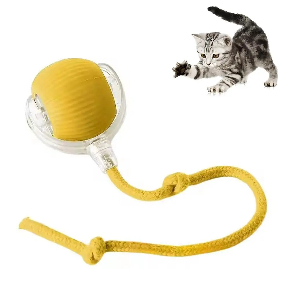 Smart Cat Toys Automatic Rolling Ball With Tail Rope Rechargeable Electric Pet Interactive Toy Cat Training