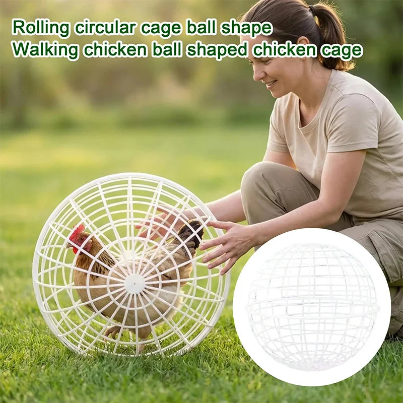 Chicken Balls Cage Outdoor Walkable Rolling Cage Portable Ventilated Chicken Ball Cage Chicken Tunnels for Outside Backyard Farm