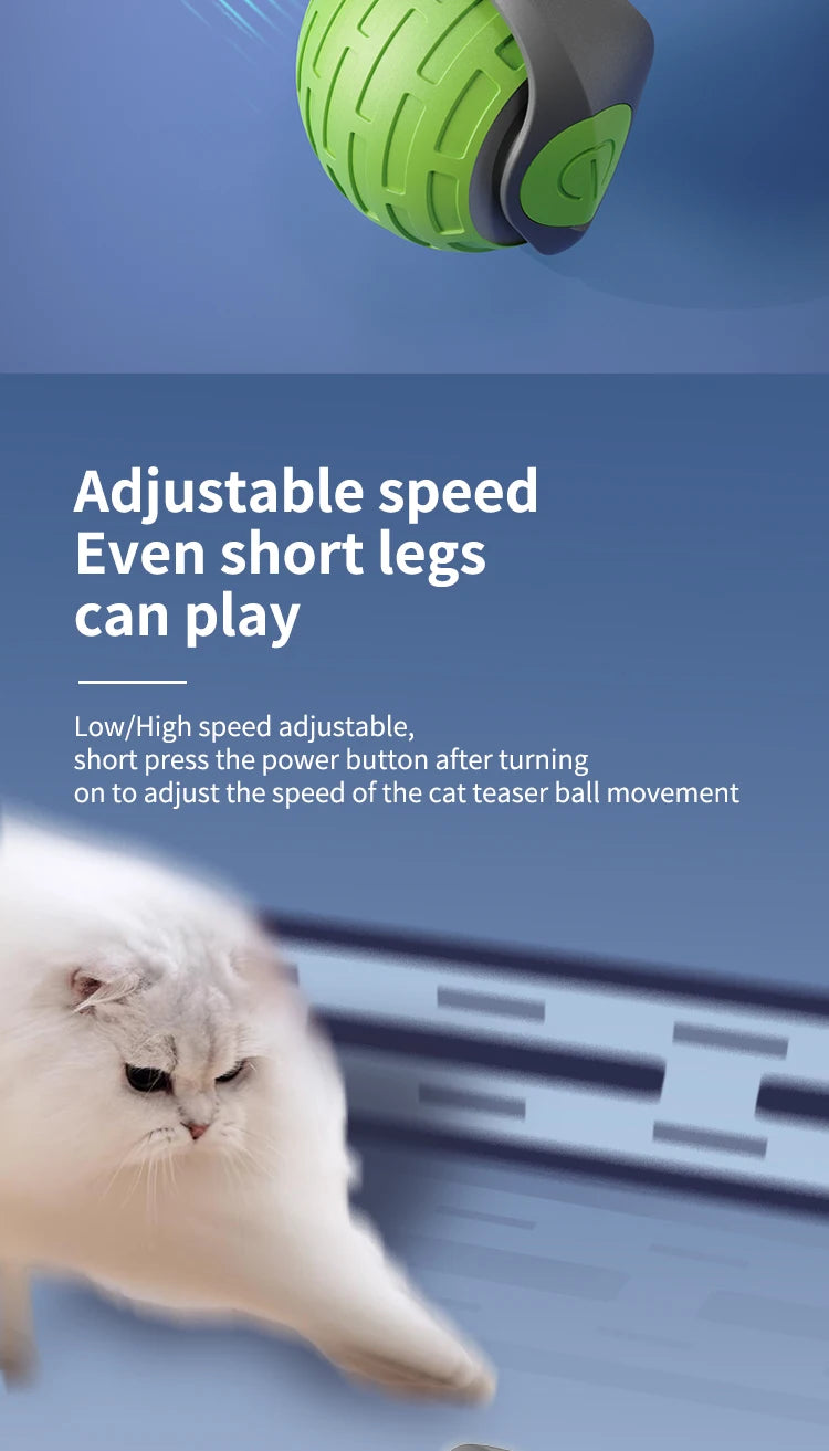 Speedy Tail 2.0 Interactive Cat Toy Rechargeable Smart Electric Rolling Ball with 2 Modes Automatic Simulated Tail for Cats
