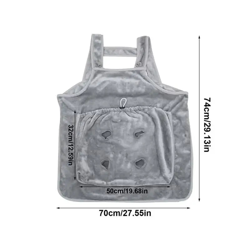 A36T-Cat Carrier Apron With Holes Outdoor Travel Small Cat Dogs Hanging Chest Bag Sleeping Pocket Winter Plush Pets Carrier