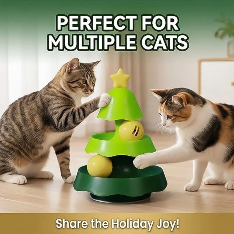 Multi-Functional Christmas Tree Cat Toy Luminous Ball Self-Play with Built-In Bell Ringing Sound Soothing Entertainment for Cats