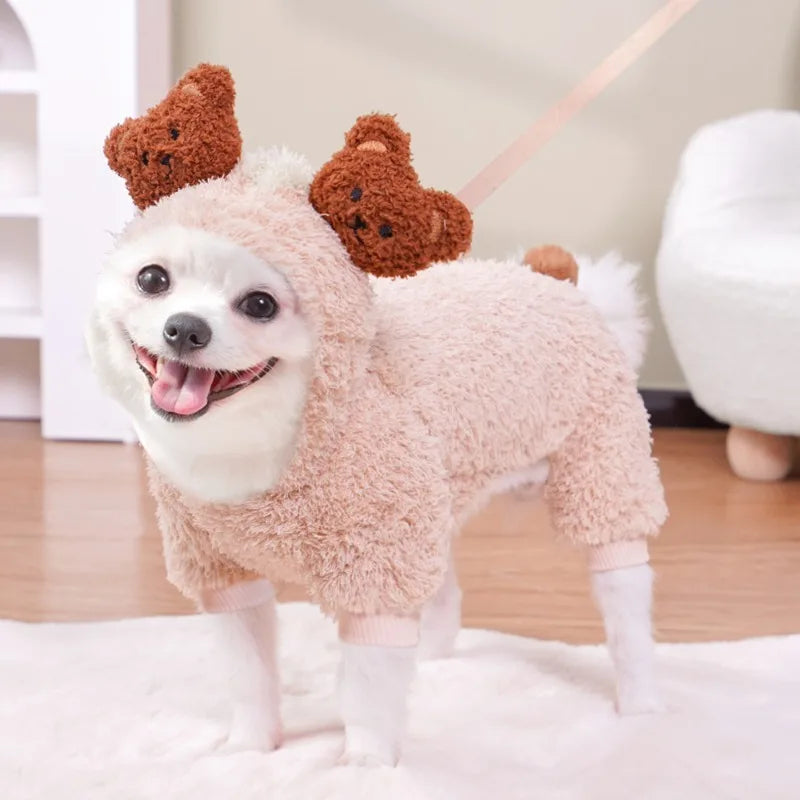 Pet Halloween Costume, Cute Animal Shape Fleece Dog Cat Hoodie, Warm Cosplay Outfit for Small Medium Dogs & Cats