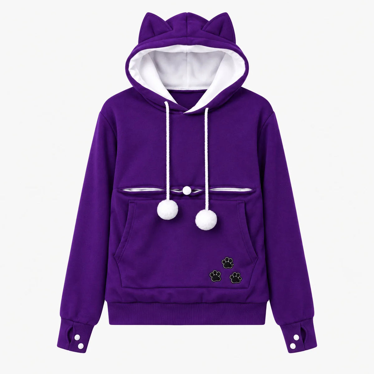 Women Fleece Hoodie Large Pet Pocket Cat Carrier Sweatshirt Winter Warm Oversized Soft Pullover Cozy Casual Top for Cat Lovers