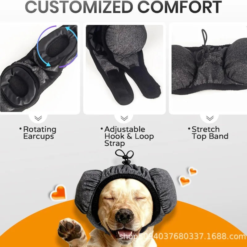 Quiet Dog Ear Muffs Noise Protection Pet Ear Covers Adjustable Calming Headwear For Grooming Bath Anxiety Relief Small Dogs
