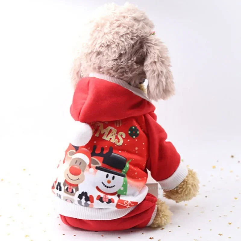 Christmas Dog Hoodies Costume Autumn Winter Warm Coat for Small Medium Dogs Jacket Puppy French Bulldog Pet Clothes