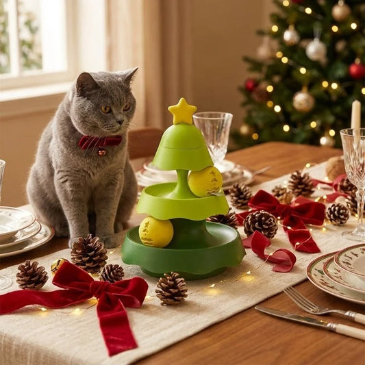 Multi-Functional Christmas Tree Cat Toy Luminous Ball Self-Play with Built-In Bell Ringing Sound Soothing Entertainment for Cats