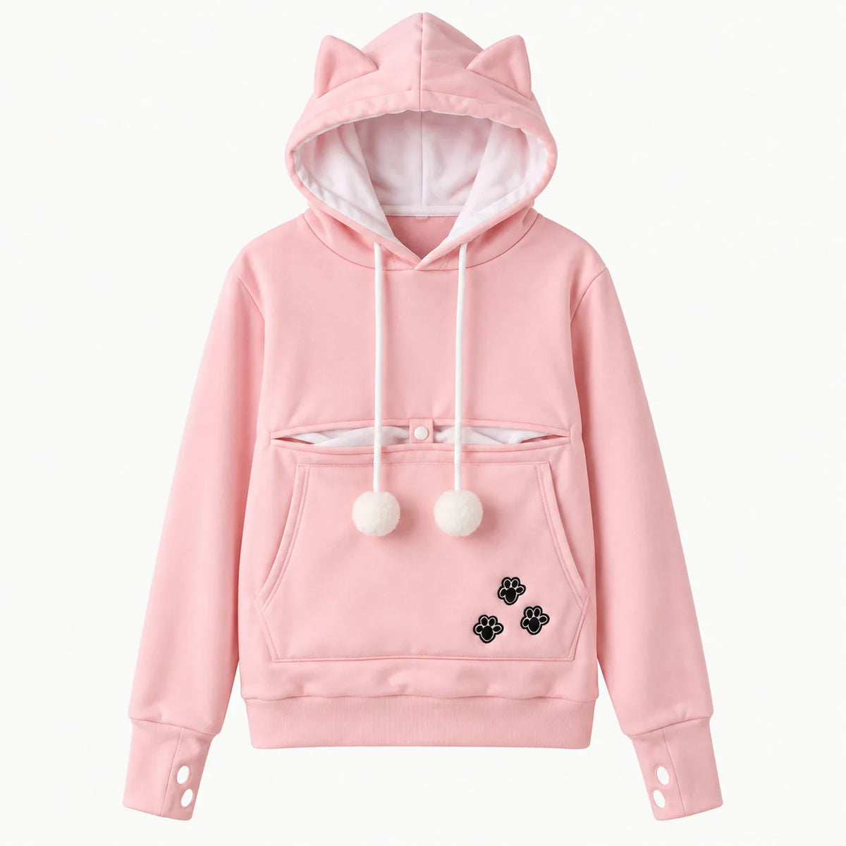 Women Fleece Hoodie Large Pet Pocket Cat Carrier Sweatshirt Winter Warm Oversized Soft Pullover Cozy Casual Top for Cat Lovers