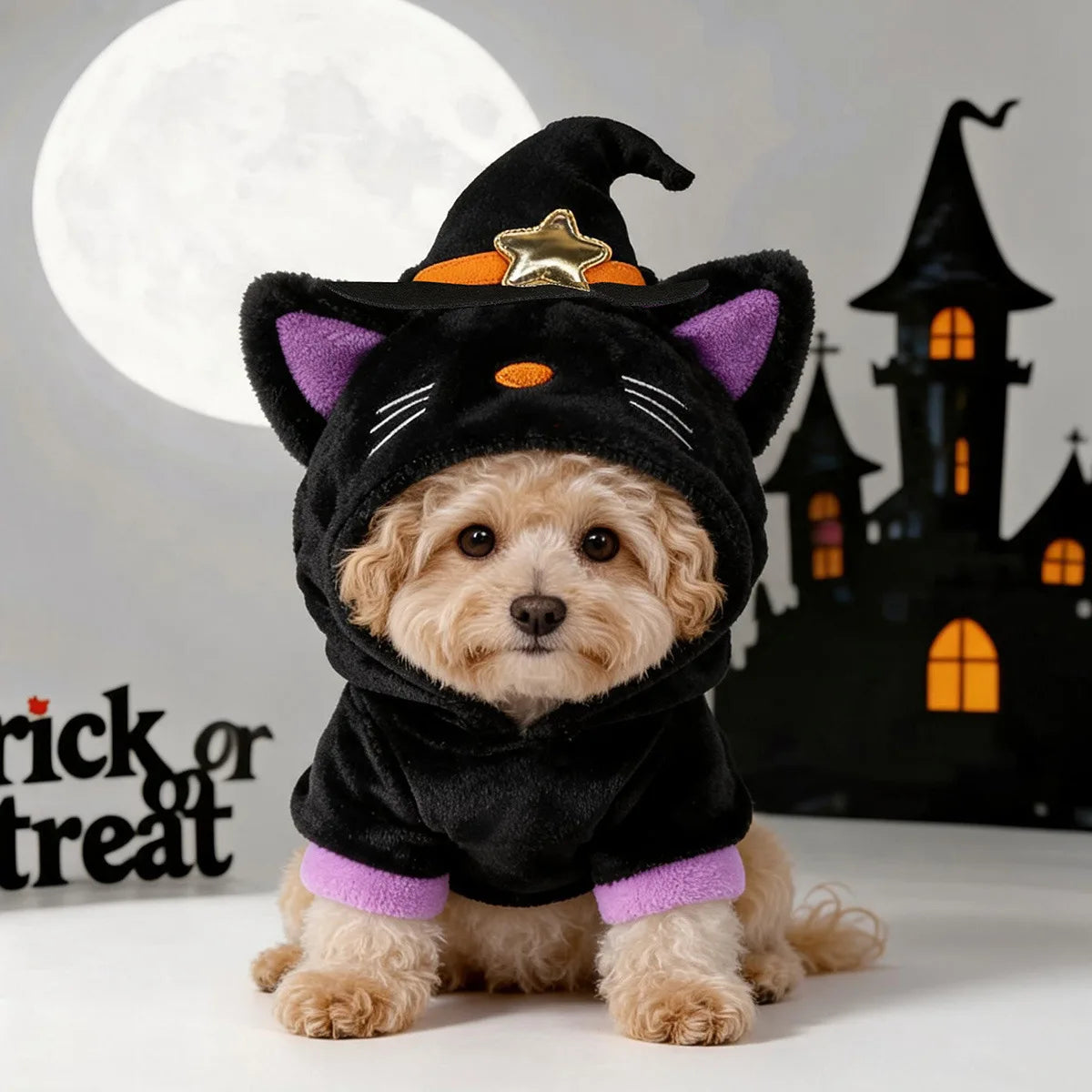 Halloween Pet Hoodie Fleece Dog Sweater Pumpkin Skeleton Cat Costume Warm Plush Coat for Small Medium Dogs Cats Puppy Winter